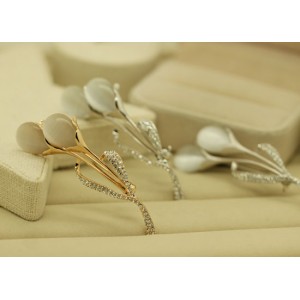 High grade crystal brooch ladies elegant collar button accessories collar clip brooch pin scarves