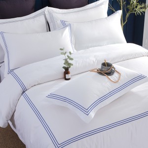 宾馆酒店床上用品四件套 纯棉白色床单被套