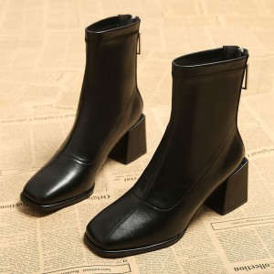 Single Boots Women&#039;s High Heel Boots Thick Heels Winter Short Boots