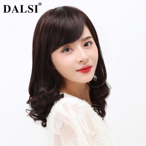 Big wave medium long curly hair, real human hair, middle-aged and elderly mothers&#039; hair style, natural full head style