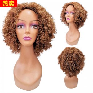 Black wig, female, small curly, fashionable, short hair, explosive, wig