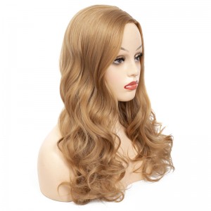 Full wig head cover, golden yellow long curly hair, European and American hair style