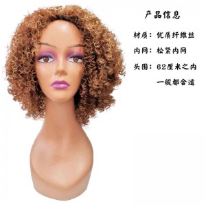 Black wig, female, small curly, fashionable, short hair, explosive, wig