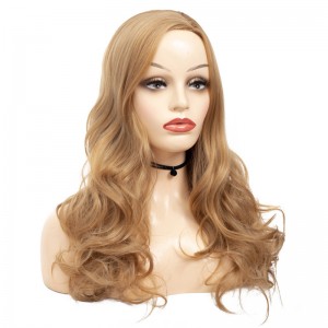 Full wig head cover, golden yellow long curly hair, European and American hair style