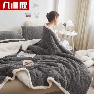 Double layer thickened blanket quilt flannel coral warm plush raschel lunch blanket