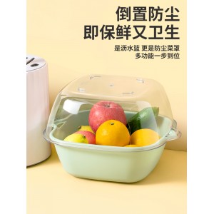 雙層洗菜盆瀝水籃八件套廚房客廳家用洗水果盤簡約塑膠淘菜菜籃子