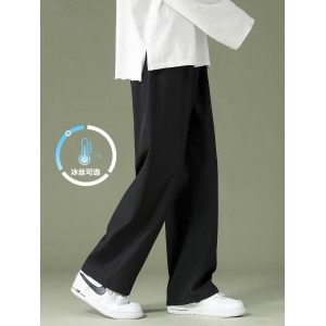 Черные брюки, мужские свободные прямые штанины, весенние и осенние мужские повседневные брюки, мужские брюки трендовая драпировка, модные брюки