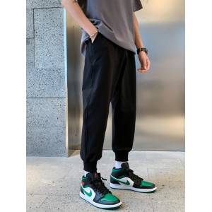 Спортивные штаны мужские брюки Свободные весенние и осенние модные бренды мужские повседневные брюки Укороченные черные корсетные брюки, спортивные шт