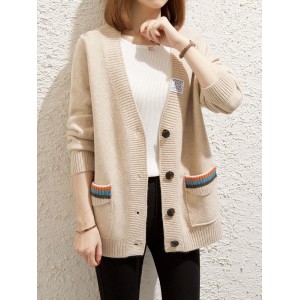 2023 New Autumn Women&#039;s Pink Knit Cardigan Women&#039;s Spring and Autumn Loose Spring Dress Early Spring Sweater Coat