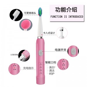 Electric toothbrush facial wash instrument 2-in-1 automatic ultrasonic whitening student party male and female lovers suit household soft fur