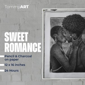 SWEET ROMANCE Pencil and charcoal on paper art
