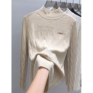 Нижняя рубашка Женская осенне-зимняя одежда Водолазка свитер 2023 новое кружево интернет-знаменитость взрывной стиль высокой моды