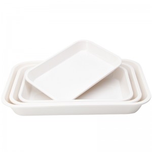 Plastic tray, water cup, tea plate, melamine rectangular tray, white household, kindergarten, dinner plate, bread plate, commercial