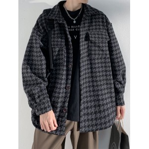 Woolen coat Men&#039;s spring American retro loose trend Spring and Autumn Boys&#039; clothes Small fragrant jacket