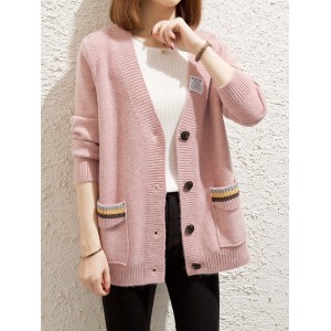 2023 Новый осенний женский розовый свитер кардиган женский весенний свободный весенний ранний весенний свитер пальто