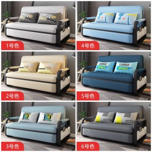 Multifunctional sofa bed, push-pull technology, fabric telescopic sofa, single and double person fabric folding bed