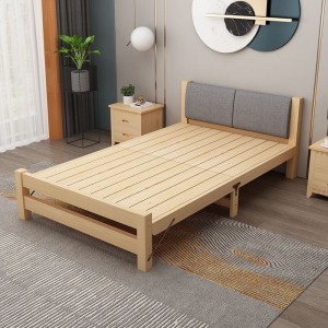 Simple solid wood folding bed, single bed, office lunch break folding bed, children&#039;s bed