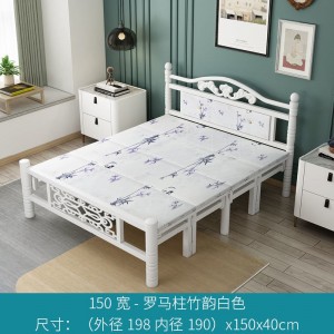 Reinforced folding bed for siesta, simple and portable rental house, four fold bed