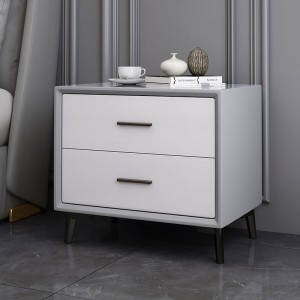 Baked paint bedside cabinet, minimalist ivory white bedside cabinet, small storage cabinet