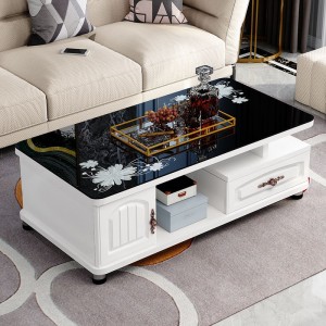 European style rounded tea table, minimalist modern TV cabinet, tea table combination, small unit tempered glass tea table