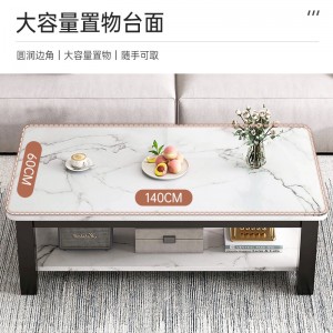Tea table, living room, minimalist small unit, double layer tempered glass tea table, Italian minimalist rock plate color small table