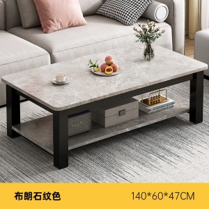 Tea table, living room, minimalist small unit, double layer tempered glass tea table, Italian minimalist rock plate color small table