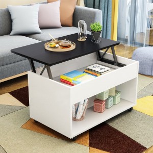 Multifunctional folding and lifting coffee table, dual purpose dining table, retractable rice table, simple and small household with wheeled movement