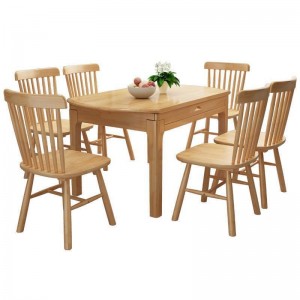 北欧跳台橡胶木餐桌椅组合 简约现代跳台可折叠圆饭桌 小户型家具