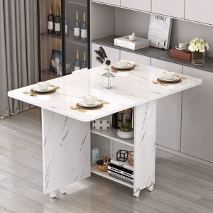 Folding dining table, small household type, simple and multifunctional mobile rectangular rental dining table