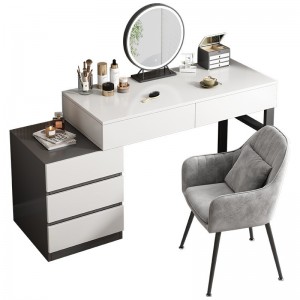 Cream style dresser Small drawer storage cabinet integrated mirror makeup table