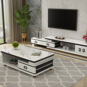 Rock board marble surface TV cabinet, coffee table combination, small unit, retractable floor cabinet, audio-visual cabinet