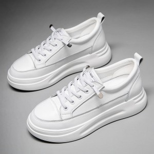 Обувь Женская спортивная воловиная кожа маленькие белые туфли Женская обувь весенне-осенняя платформа новая модель 2023 внутренняя высота