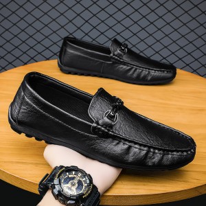 Spring Men&#039;s Shoes Business Dress British Casual Versatile Black Leather Shoes