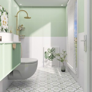 牛油果绿卫生间墙砖 300x600厨房厕所阳台瓷砖 洗手间浴室防滑地砖
