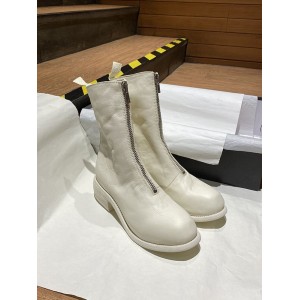 Women&#039;s boots pl2 zippered white boots genuine leather martin boots thick heel plush short boots women&#039;s spring and autumn single boots