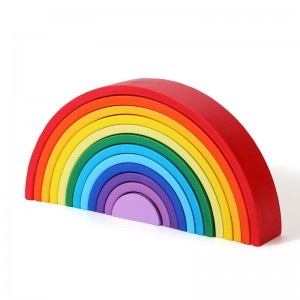跨境彩虹积木儿童玩具7色11色益智力早教木质堆塔拼装益智积木