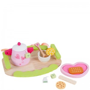 Wooden children&#039;s toys hands-on simulation kitchen toys pink afternoon tea snacks home fun kitchen games