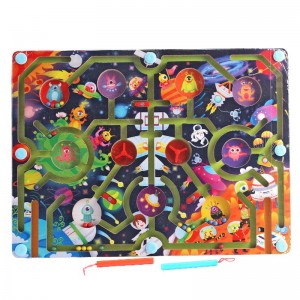 Деревянный магнитный лабиринт Космическая океанская головоломка Детская игрушка Интеллектуальный лабиринт